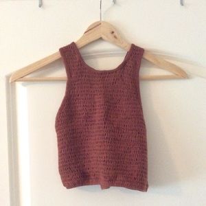 Urban Outfitters Rust Smocked High Neck Crop Top